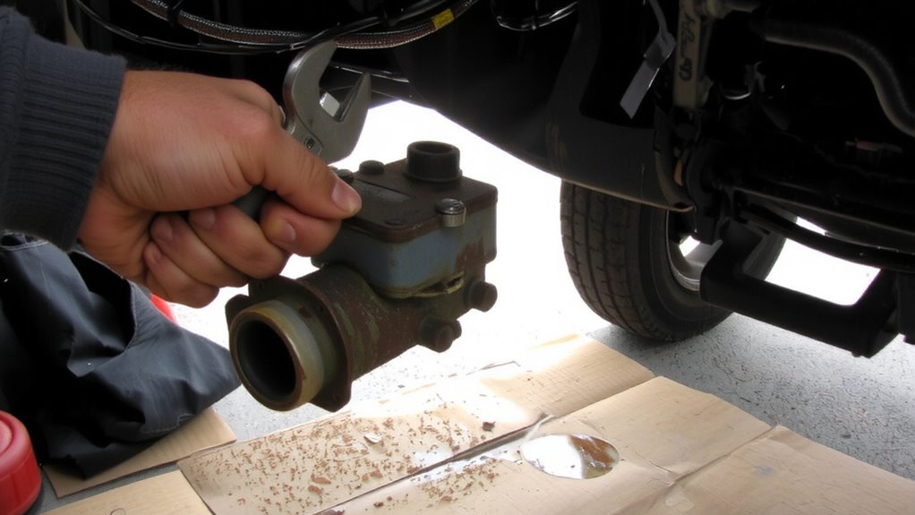 disconnect battery drain fluid unbolt cylinder