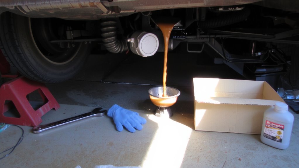 drain fluid safely inspect replace gasket torque plug