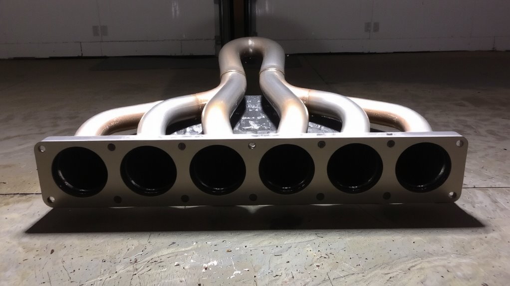 exhaust manifold collects channels withstands seals