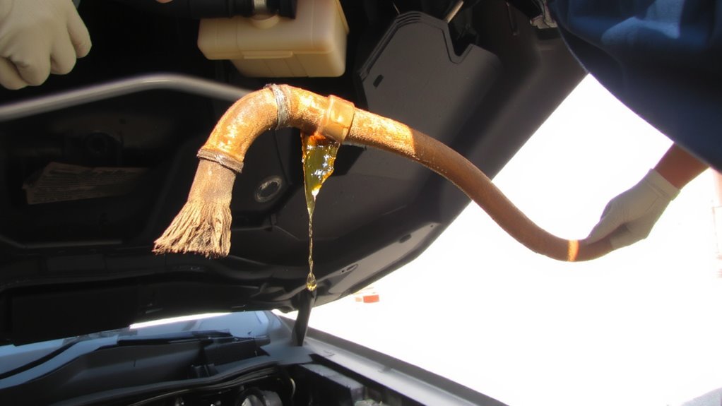 fluid leaks and hose damage