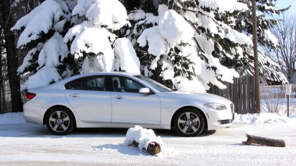 park clear of overhanging branches