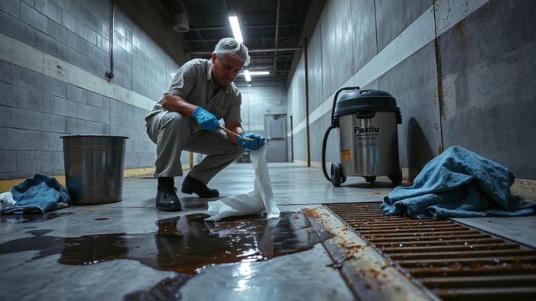remove hydraulic fluid soaked paper towels