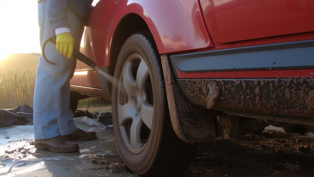 remove loose mud first