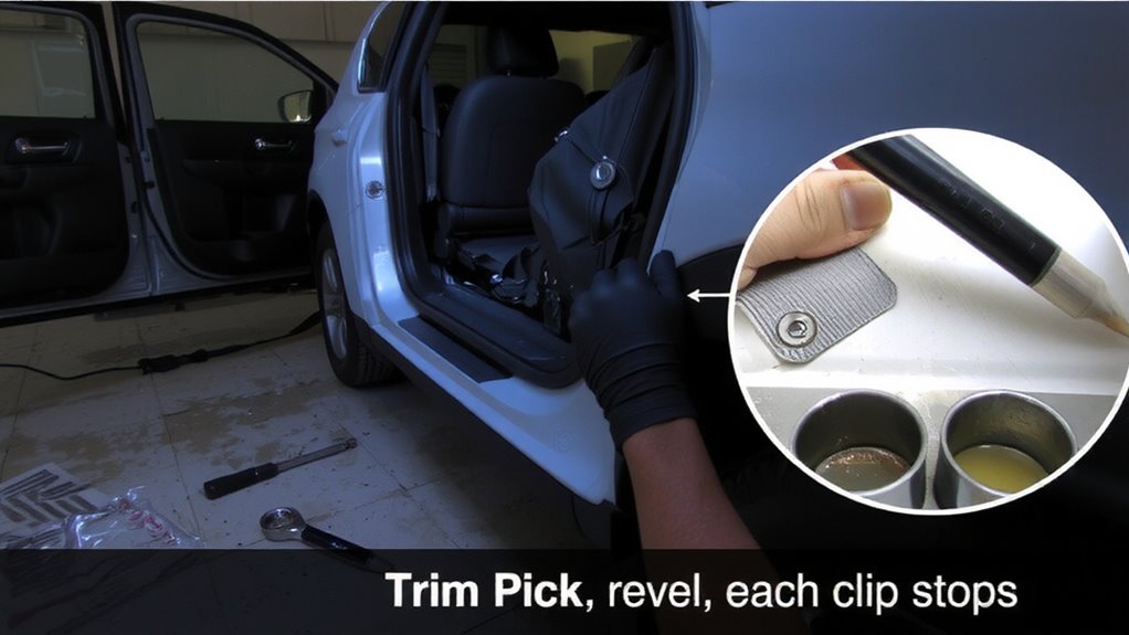 remove panels carefully with trim tool