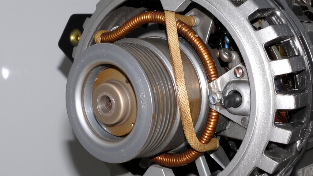 rotor spins stator induces current