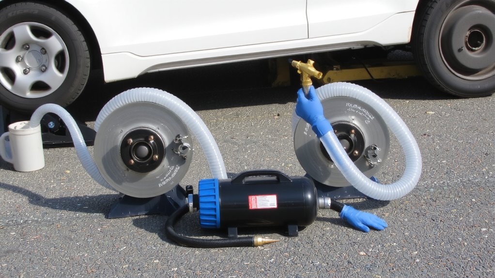 secure vehicle and inspect brakes