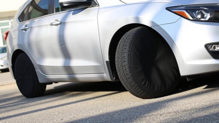 store cars with uv blocking tire covers