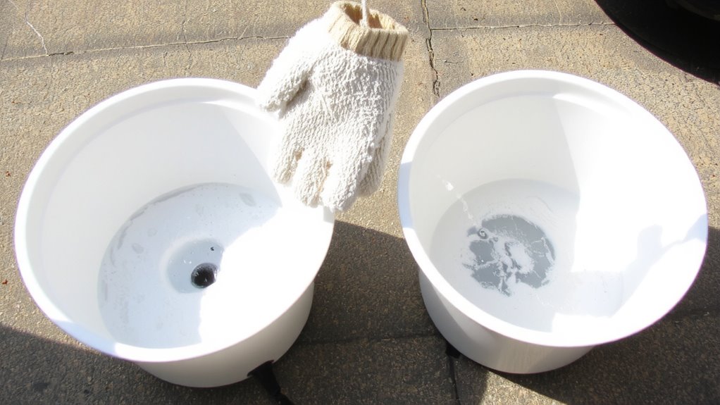 three bucket wash system setup