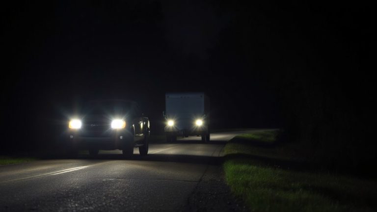unlit trailers on rural roads at night